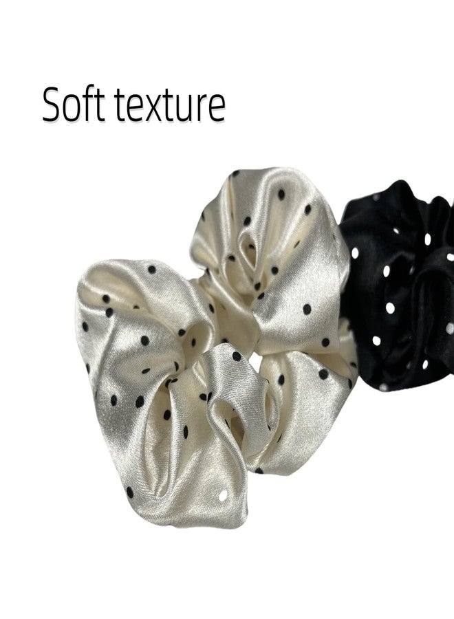 BLBM 2 Pcs Satin Hair Scrunchies that won't Damage your Hair, Polka Dot Style - Image 4